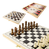 Global Gizmos wooden 3-in-1 chess draughts and backgammon game set