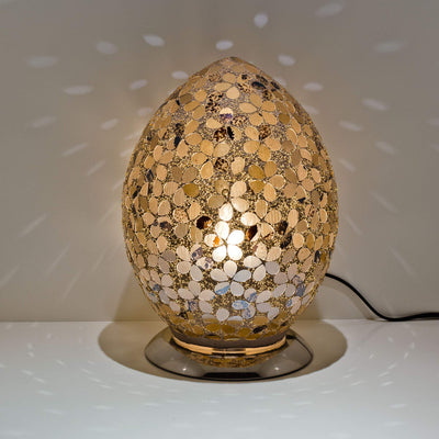 Febland Autumn Gold Flower Tile Mosaic Egg Lamp