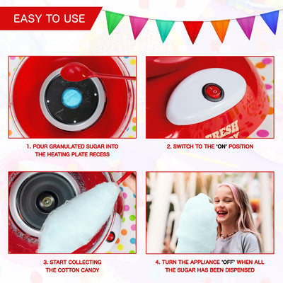 Global Gizmos 51560 Premium Candy Floss Maker / 500W / Retro Carnival Style Machine/Spinning Tool Included/Non-Slip Base / 30cm x 32cm
