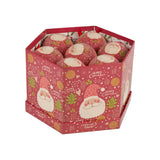 Gift-boxed set of 14 red Santa Christmas baubles, 7.5cm