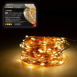 200 warm white LED copper wire Christmas lights – 19.9m