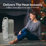 KNIGHT 5 Fins 500W Oil-Filled Radiator Heater White Colour with Thermostat, Overheat Protection, Power Switch, for indoor use, Quiet Electric Space Heater for Bedroom, Office, Home (5 Fins)