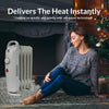 KNIGHT 5 Fins 500W Oil-Filled Radiator Heater White Colour with Thermostat, Overheat Protection, Power Switch, for indoor use, Quiet Electric Space Heater for Bedroom, Office, Home (5 Fins)