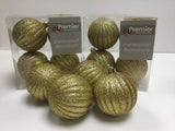 Premier gold glitter pumpkin Christmas baubles pack of 16