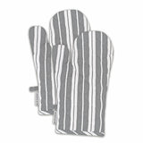 Blackmoor Pair of Oven Gloves/Set of 2 Heat Resistant Cotton Kitchen Mitts for Home Cooking, BBQ, Grilling, Baking/Grey or Navy Stripe with Hanging Loop (Grey)