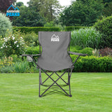 Adventure Peaks grey folding camping chair with carry bag and cup holder