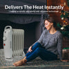 KNIGHT 7 Fins 700W Oil-Filled Radiator Heater White Colour with Thermostat, Overheat Protection, Power Switch, for indoor use, Quiet Electric Space Heater for Bedroom, Office, Home (7 Fins)