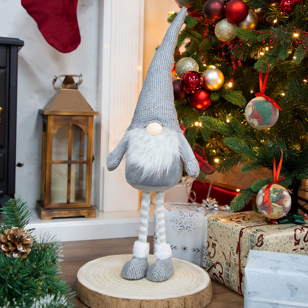 63cm grey standing Christmas gonk gnome decoration