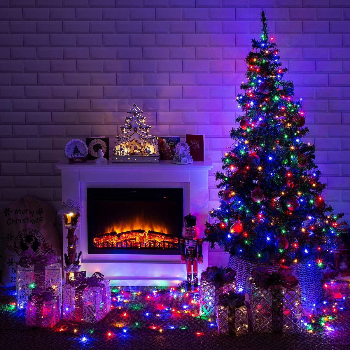 1000 multi-coloured LED chaser Christmas lights – 69.9m