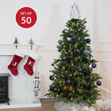 Navy shatterproof Christmas baubles set of 50 mixed sizes