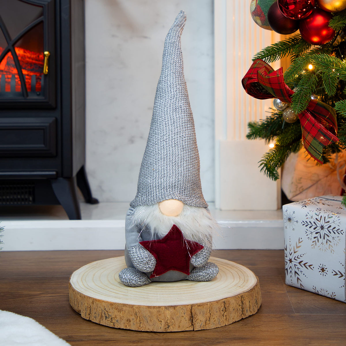 45cm grey seated Christmas gonk gnome decoration