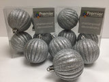 Premier silver glitter pumpkin Christmas baubles pack of 16