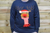 3D Knitted Christmas Jumper in Navy Reindeer - Medium