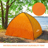 Portable orange Milestone beach shelter and carry bag
