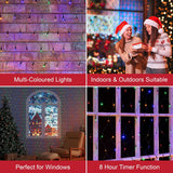 100 LED multi-coloured net Christmas lights illuminated