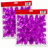 Red & Purple Christmas Foil Ceiling Decorations | 9ft Garlands, Stars & Cascades
