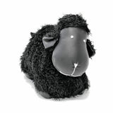Black woolly sheep animal door stop with grey face