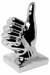 Silver ceramic hand thumbs up sculpture