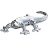 Large silver ceramic gecko sculpture