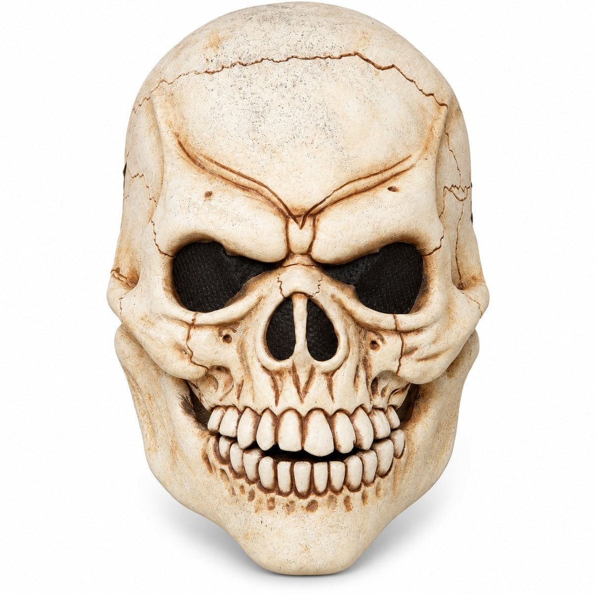 Don Post skull latex face prosthetic Halloween FX makeup, front view on white background
