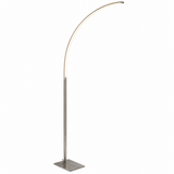 Febland LB50S 150cm curved LED floor lamp in satin nickel with integrated warm white LED strip on a white background
