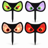 Four flashing Halloween evil eyes garden stake designs on white background