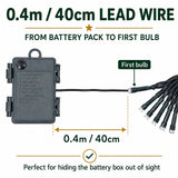 40cm lead wire from battery box to first bulb