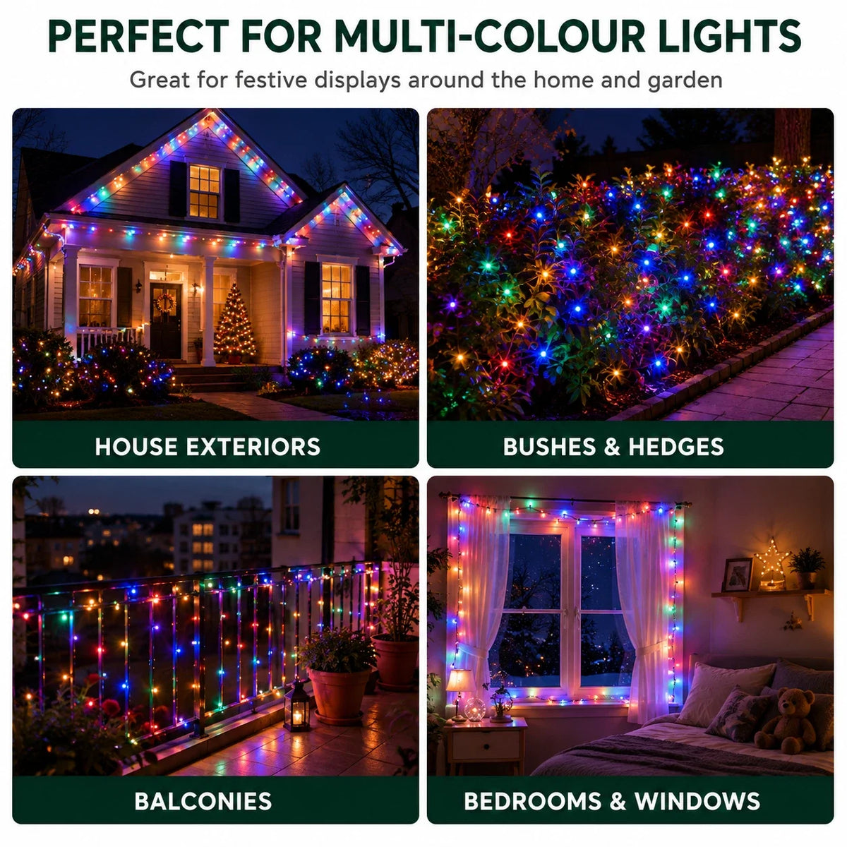 Multi coloured battery timer Christmas lights indoor and outdoor uses
