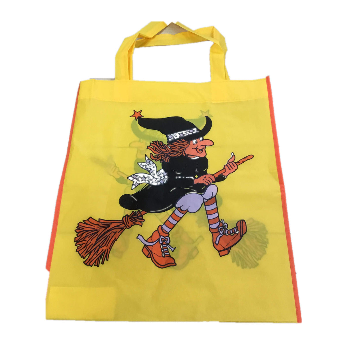 Premier Witch on Broom Trick or Treat Bag – Halloween on a clean white square background