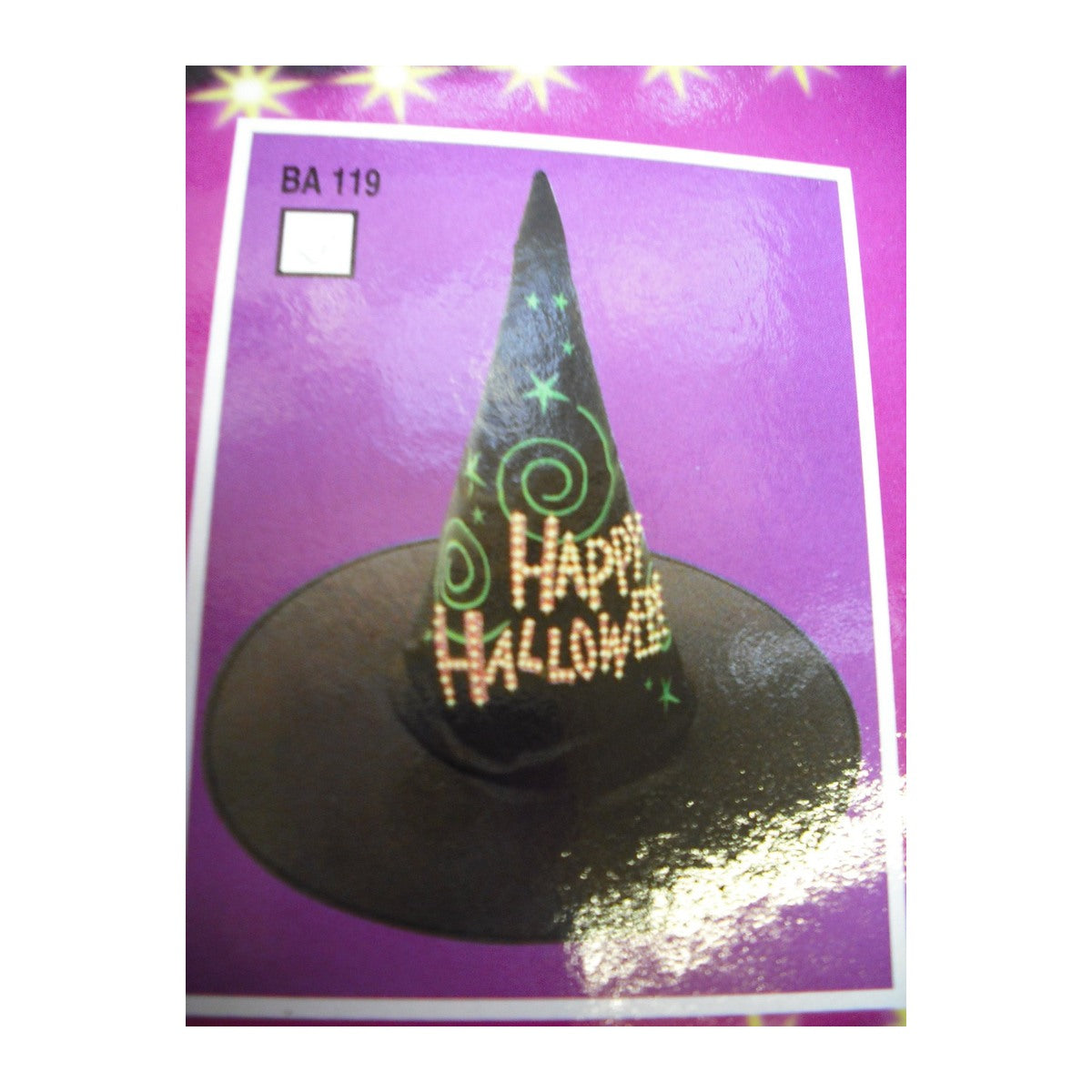 Adult Black Flashing Witches Hat – Battery Operated Halloween Costume on a clean white square background