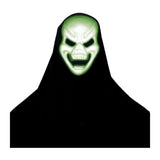 Children's Glow-in-the-Dark Skeleton Mask with Black Hood on a clean white square background