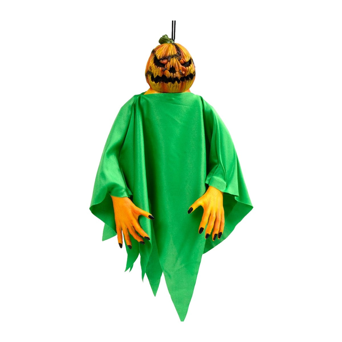 18-Inch Hanging Evil Pumpkin Head Halloween Decoration on a clean white square background