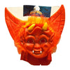 Children's Red Devil Halloween Mask with Hair on a clean white square background