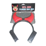 Flashing red devil horns headband for Halloween fancy dress on a clean white background