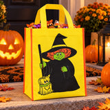 Standing witch Halloween bag lifestyle setting – sweets shown for illustration only