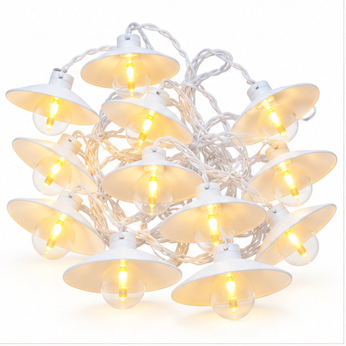 20 LED warm white battery festoon lights white pendant shades