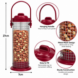 Kingfisher hanging bird feeder dimensions 27cm by 7cm and mesh features