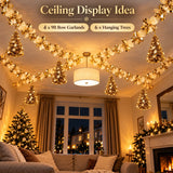 LaserTek cream and gold foil Christmas garlands and ceiling decorations – product view 3