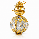 Leonardo gold-plated crystal snowman ornament angled view