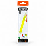 Single individually packaged 6 inch Milestone Camping glow stick with lanyard and assorted colour information
