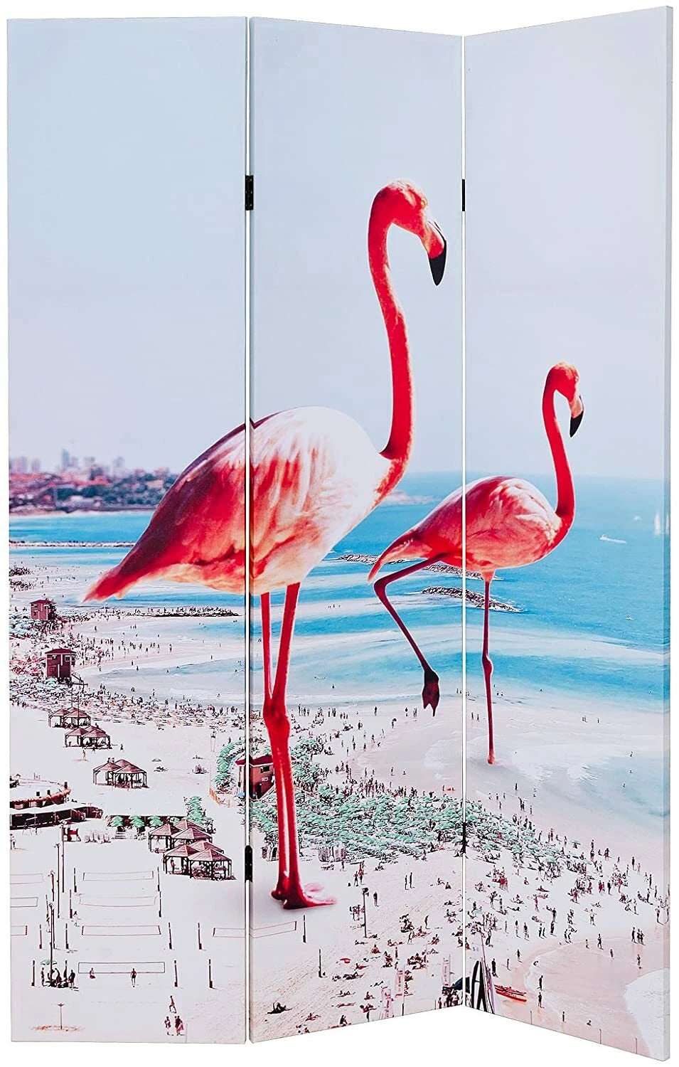 Giant flamingos double-sided folding room divider