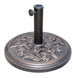 GardenKraft 16860 Heavy Duty Resin Parasol Base/Stylish Rose Design / 9kg Weight/Maximum Pole Diameter 48mm / Easy Screw Mechanism to Secure Parasols/Black Colour
