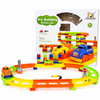PlayPlay My Building Bricks Car racing track toy for ages 3 plus with colourful loop track, toy cars, traffic light, road sign and box