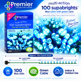 Premier blue LED Christmas lights in an outdoor festive display
