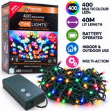 Premier 400 Multi-Coloured Battery LED Christmas Lights with Timer