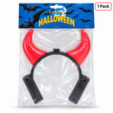 Single Premier light-up red devil horns headband in retail packaging, 1 pack