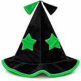 Premier children’s black Halloween witch hat with green stars and green trim, HH53004