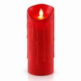 Premier red 23cm LED dancing flame candle angled view