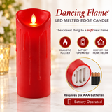 Premier red LED dancing flame candle features and battery compartment