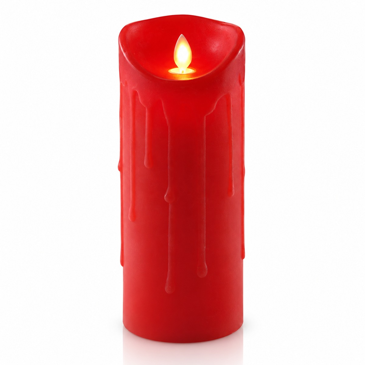 Premier red 23cm LED dancing flame candle front view
